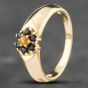 Second Hand 9ct Yellow Gold Blue & Yellow Sapphire Cluster Ring 41101668