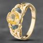 Second Hand 9ct Yellow Gold Green Tourmaline & Citrine Openwork Shoulders Dress Ring 41101669