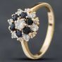 Second Hand 9ct Yellow Gold Brilliant Cut Sapphire & Cubic Zirconia Cluster Ring 41101848