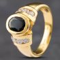 Second Hand 18ct Yellow Gold Oval Cut Sapphire & Cubic Zirconia Dress Ring 41102029
