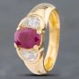 Second Hand 18ct Yellow Gold Ruby & Paste (Glass) Three Stone Ring 41102035