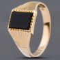 Second Hand Vintage 9ct Yellow Gold Onyx Oblong Signet Ring 41102053