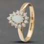 Second Hand 9ct Yellow Gold Opal & Cubic Zirconia Pear Shape Cluster Ring 41102152