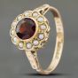 Second Hand Vintage 9ct Yellow Gold Garnet & Seed Pearl Cluster Ring 41102215