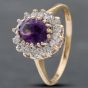 Second Hand 9ct Yellow Gold Amethyst & Cubic Zirconia Cluster Ring 41102348