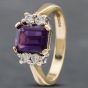 Second Hand 9ct Yellow Gold Amethyst & Cubic Zirconia Dress Ring 41102354
