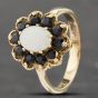Second Hand 9ct Yellow Gold Opal & Sapphire Oval Flower Cluster Ring 41102419