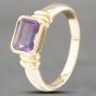 Second Hand 9ct Yellow Gold Amethyst Oblong Dress Ring 41102531