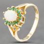Second Hand Vintage 9ct Yellow Gold Opal & Emerald Cluster Ring 41102536