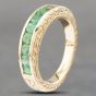 Second Hand 9ct Yellow Gold Emerald Channel Set Half Eternity Ring 41102543