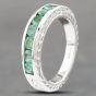 Second Hand 9ct White Gold Emerald Half Eternity Ring 41102544