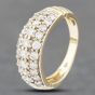 Second Hand 9ct Yellow Gold Cubic Zirconia Pave Set Three Row Ring 41102548