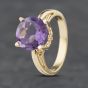 Second Hand 14ct Yellow Gold Amethyst Round Dress Ring 41102595