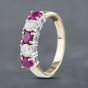 Second Hand 9ct Yellow Gold Synthetic Ruby & Cubic Zirconia Five Stone Ring 41102644
