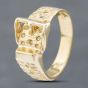 Second Hand 9ct Yellow Gold Bark Effect Buckle Ring 41102684