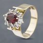 Second Hand 9ct Yellow Gold Garnet & Cubic Zirconia Oval Cluster Ring 41102703