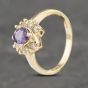 Second Hand 9ct Yellow Gold Amethyst & Cubic Zirconia Cluster Ring 41102731