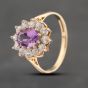 Second Hand 9ct Yellow Gold Amethyst & Cubic Zirconia Cluster Ring 41102733