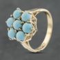 Second Hand 9ct Yellow Gold Turquoise Cluster Ring 41102830
