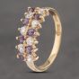 Second Hand 9ct Yellow Gold Amethyst & Cubic Zirconia Two Row Ring 41102851