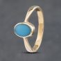 Second Hand Vintage Yellow Gold Turquoise Oval Dress Ring 41102934