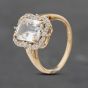 Second Hand 9ct Yellow Gold White Beryl & Spinels Oblong Cluster Ring 41103019