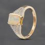 Second Hand 9ct Yellow Gold Opal & Zircon Oblong Dress Ring 41103032