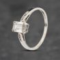 Second Hand 9ct White Gold Cubic Zirconia Emerald Cut Shoulder Set Solitaire Ring 41103070