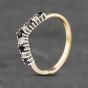 Second Hand 9ct Yellow Gold Sapphire & Cubic Zirconia Wishbone Ring 41103084
