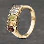 Second Hand 9ct Yellow Gold Citrine & Garnet,Peridot,Blue Topaz Oval Tension Set Five Stone Ring 41103104