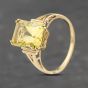 Second Hand 9ct Yellow Gold Green Amethyst Rectangle Dress Ring 41103116