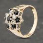 Second Hand 9ct Yellow Gold Sapphire & Cubic Zirconia Cluster Ring 41103192