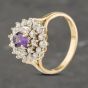 Second Hand 9ct Yellow Gold Amethyst & Cubic Zirconia Tier Cluster Ring 41103195