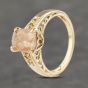 Second Hand 9ct Yellow Gold Andesine & White Quartz Set Shoulders Oblong Dress Ring 41103268