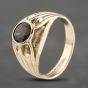 Second Hand Vintage 9ct Yellow Gold Garnet Rubover Single Stone Dress Ring 41103295