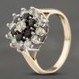 Second Hand 9ct Yellow Gold Sapphire & Cubic Zirconia Round Cluster Ring 41103297