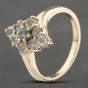Second Hand 9ct Yellow Gold Blue Topaz & White Topaz Cluster Ring 41103305