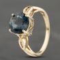 Second Hand 9ct Yellow Gold Blue Topaz Round Dress Ring 41103307
