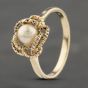 Second Hand 9ct Yellow Gold Cultured Pearl Fancy Dress Ring 41103312