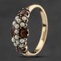 Second Hand 9ct Yellow Gold Garnet & Seed Pearls Dress Ring 41103352