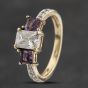 Second Hand 9ct Yellow Gold Amethyst & Cubic Zirconia Dress Ring 41103363