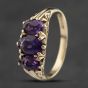 Second Hand 9ct Yellow Gold Amethyst Three Stone Ring 41103364