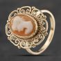 Second Hand 9ct Yellow Gold Cameo Ornate Edged Dress Ring 41103366