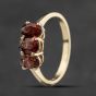 Second Hand 9ct Yellow Gold Garnet Oval Three Stone Ring 41103382