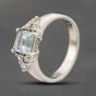 Second Hand 9ct White Gold Blue Topaz & Cubic Zirconia Seven Stone Ring 41103405