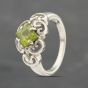 Second Hand 9ct White Gold Peridot Ornate Pattern Square Dress Ring 41103417