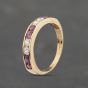 Second Hand 9ct Yellow Gold Ruby & Snythetic Ruby Half Eternity Ring 41103436