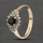 Second Hand 9ct Yellow Gold Sapphire & Cubic Zirconia Cluster Ring 41103459