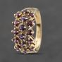 Second Hand 9ct Yellow Gold Amethyst & Tourmaline Three Row Ring 41103487