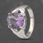 Second Hand 9ct White Gold Amethyst Large Oval Dress Ring 41103508